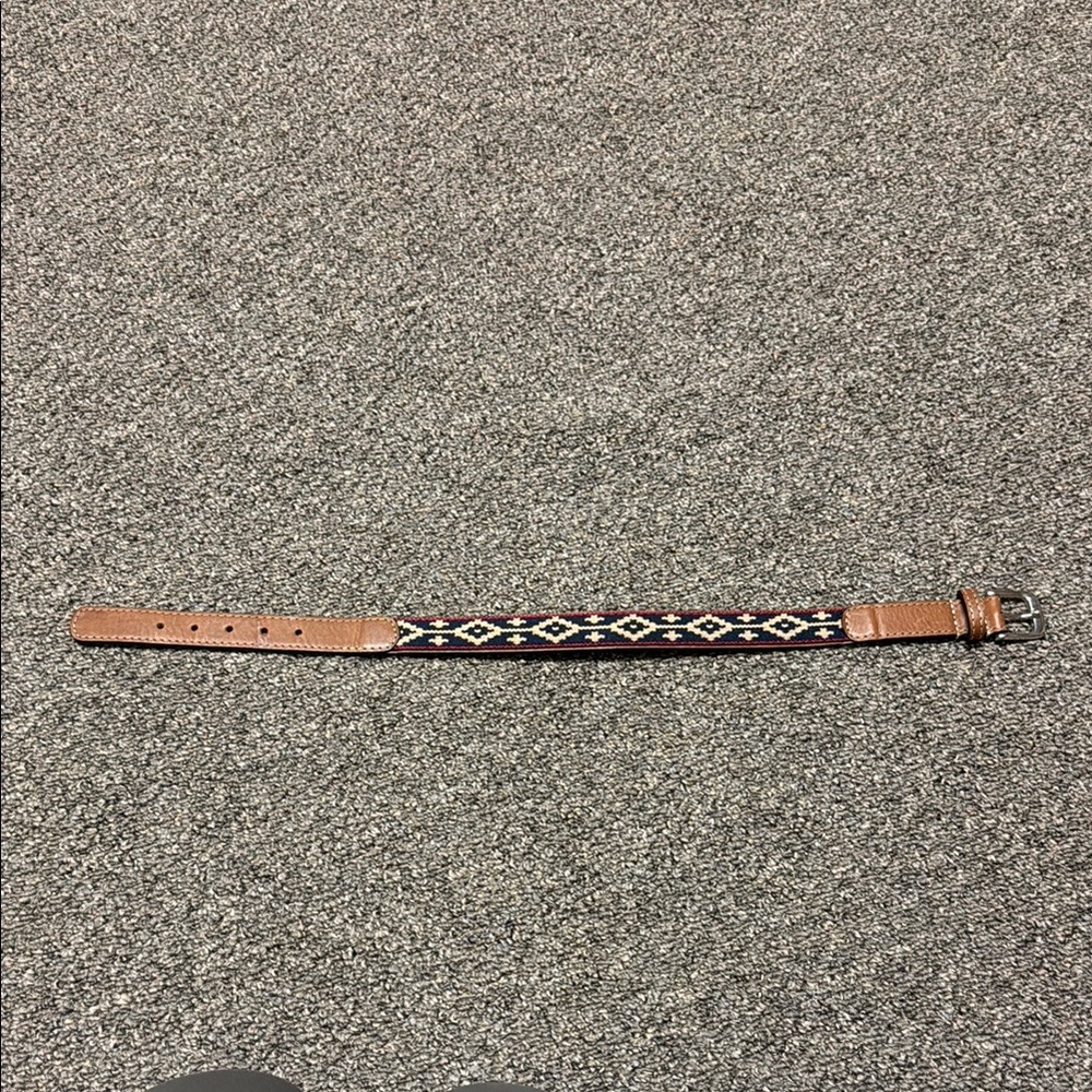 Leather boys belt Brown and Blue Patterned Belt